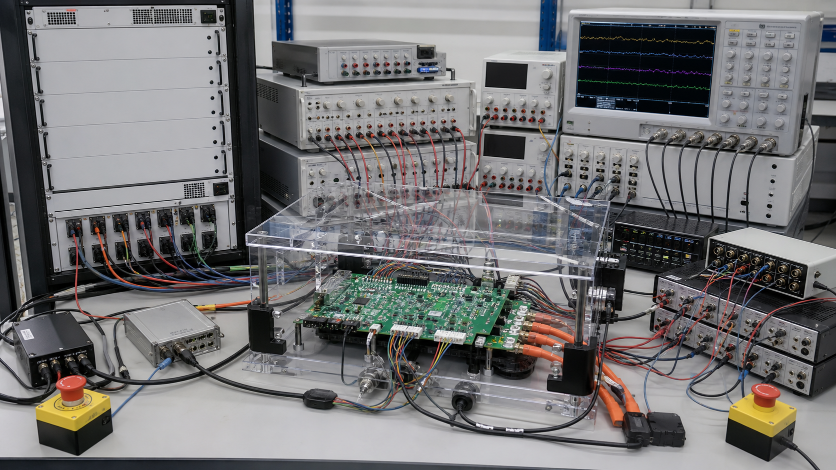 Battery management system controller connected to a hardware-in-the-loop fault-injection test bench
