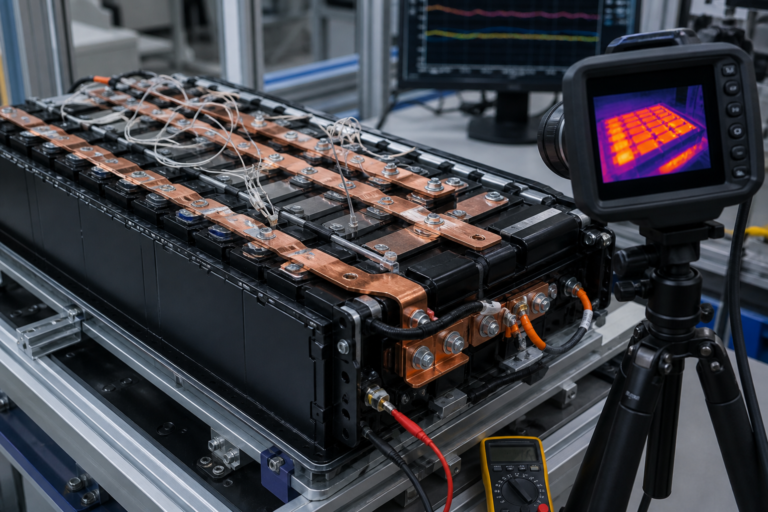 Battery Busbar Current Density and Temperature Rise